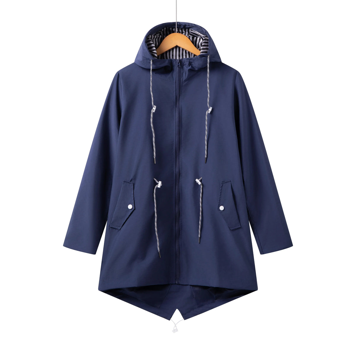 Women’s Hooded Raincoat with Adjustable Waist
