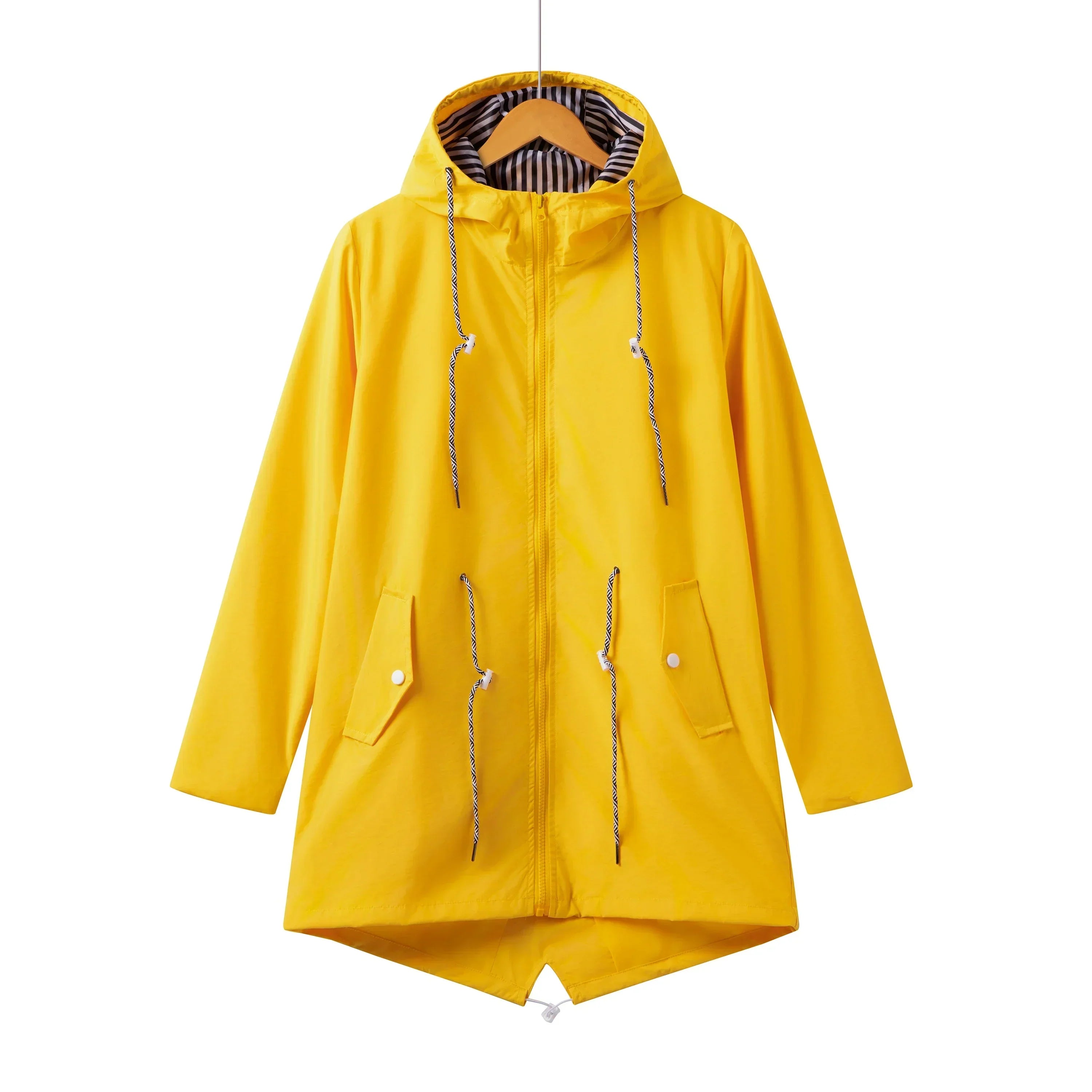 Women’s Hooded Raincoat with Adjustable Waist