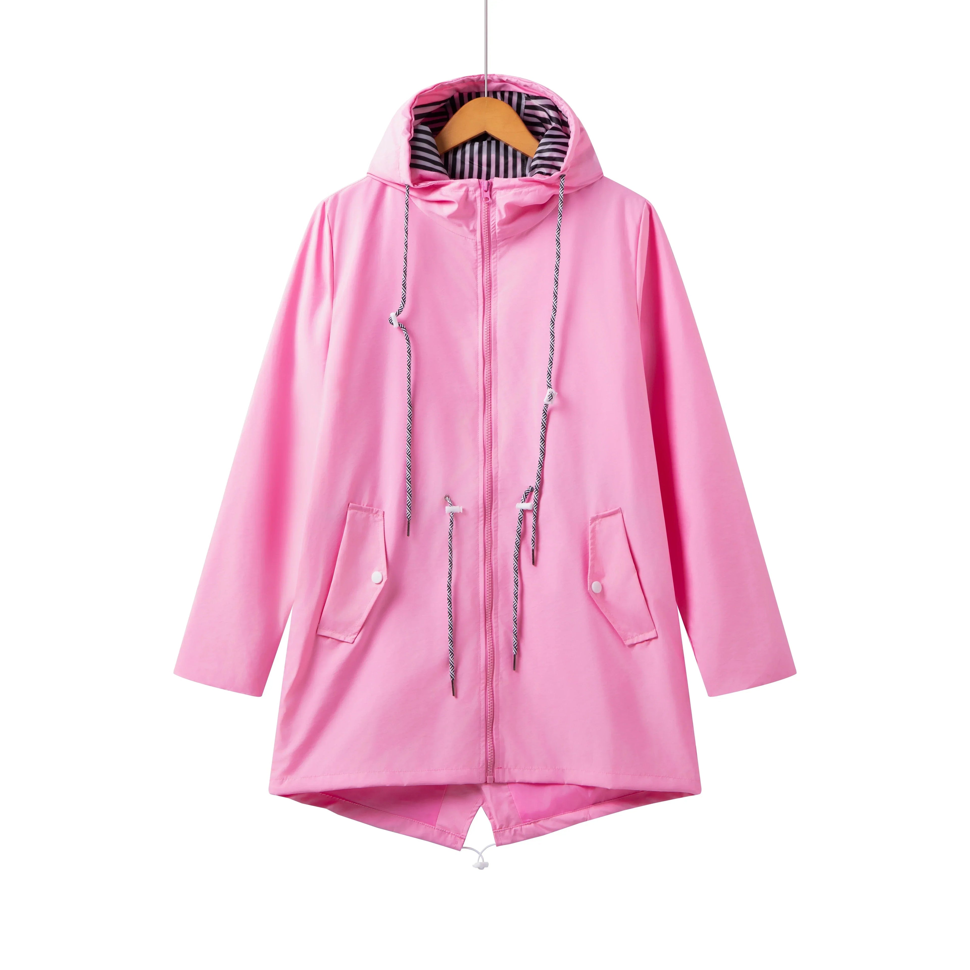 Women’s Hooded Raincoat with Adjustable Waist