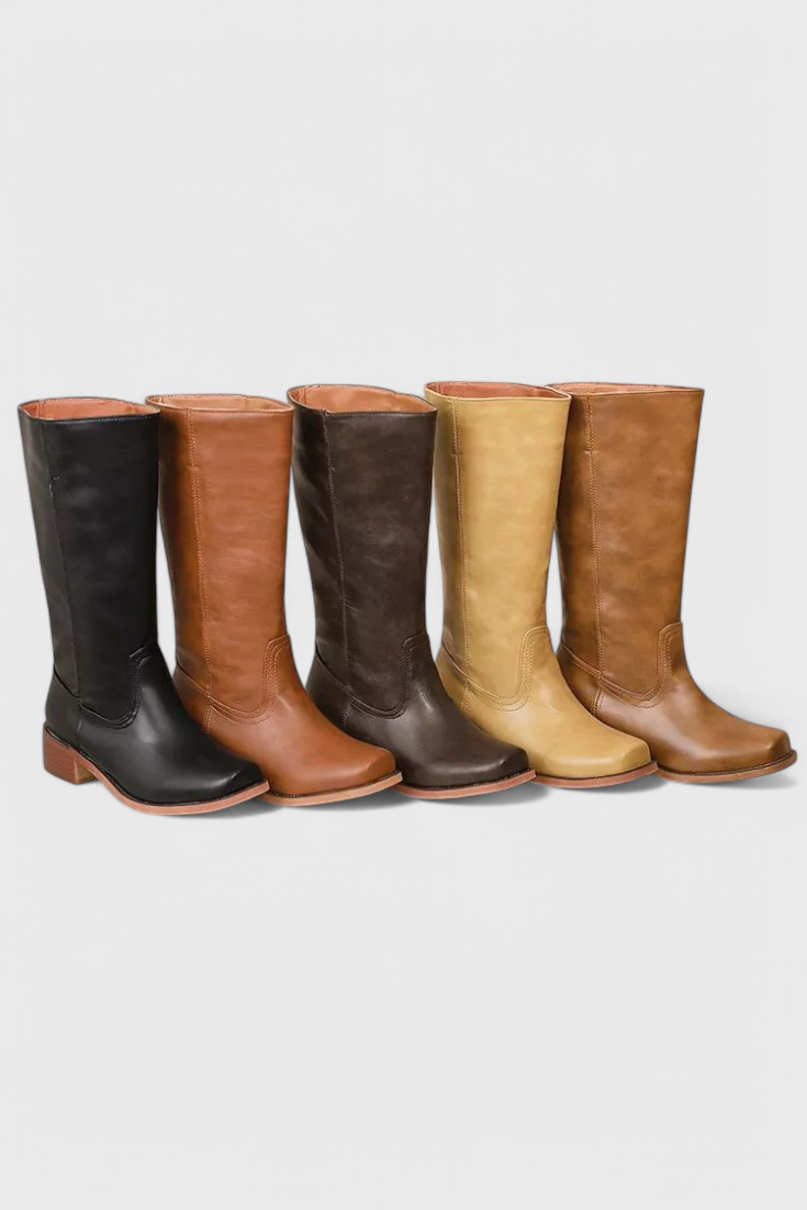 Women's Knee-High Stacked Heel Boots