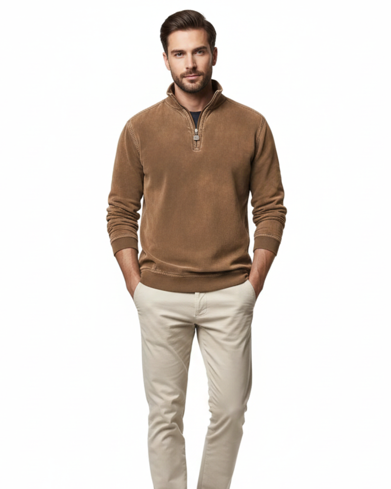 Sweat-shirt délavé pour homme à demi-zip
