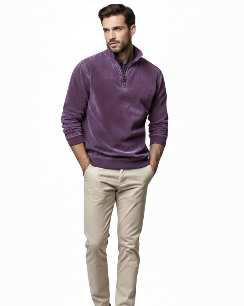 Sweat-shirt délavé pour homme à demi-zip