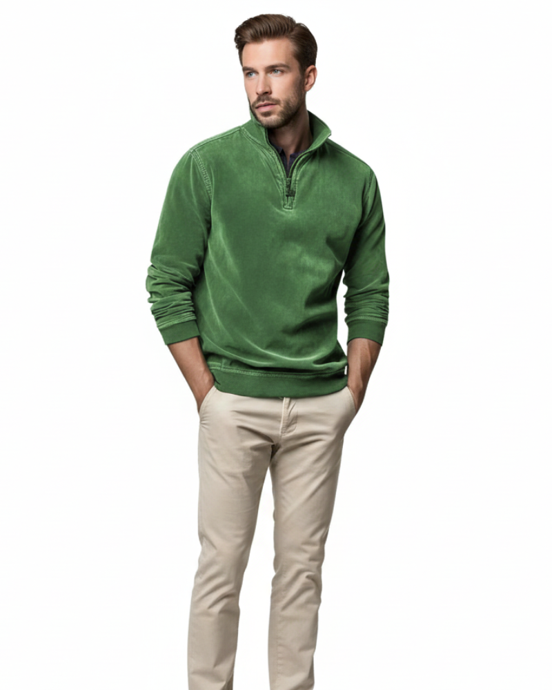 Sweat-shirt délavé pour homme à demi-zip