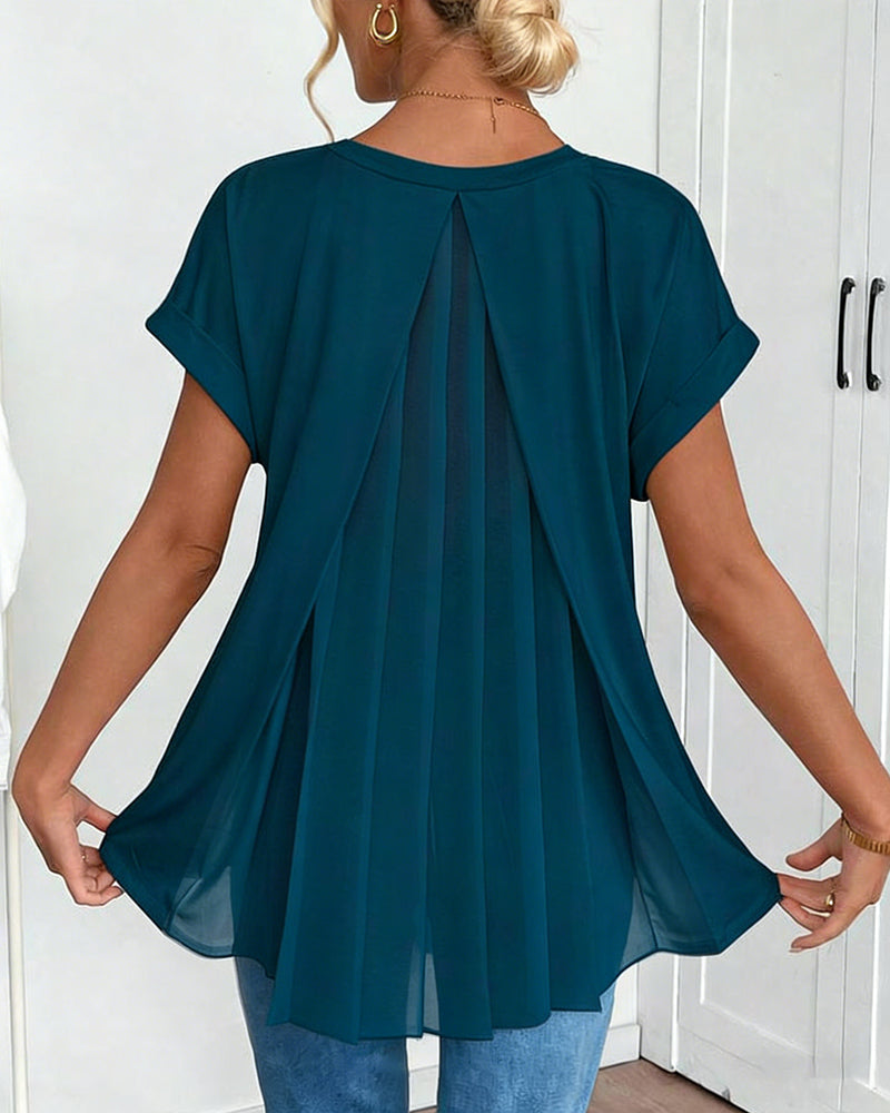 T-shirt coupe décontractée à col en V pour femme