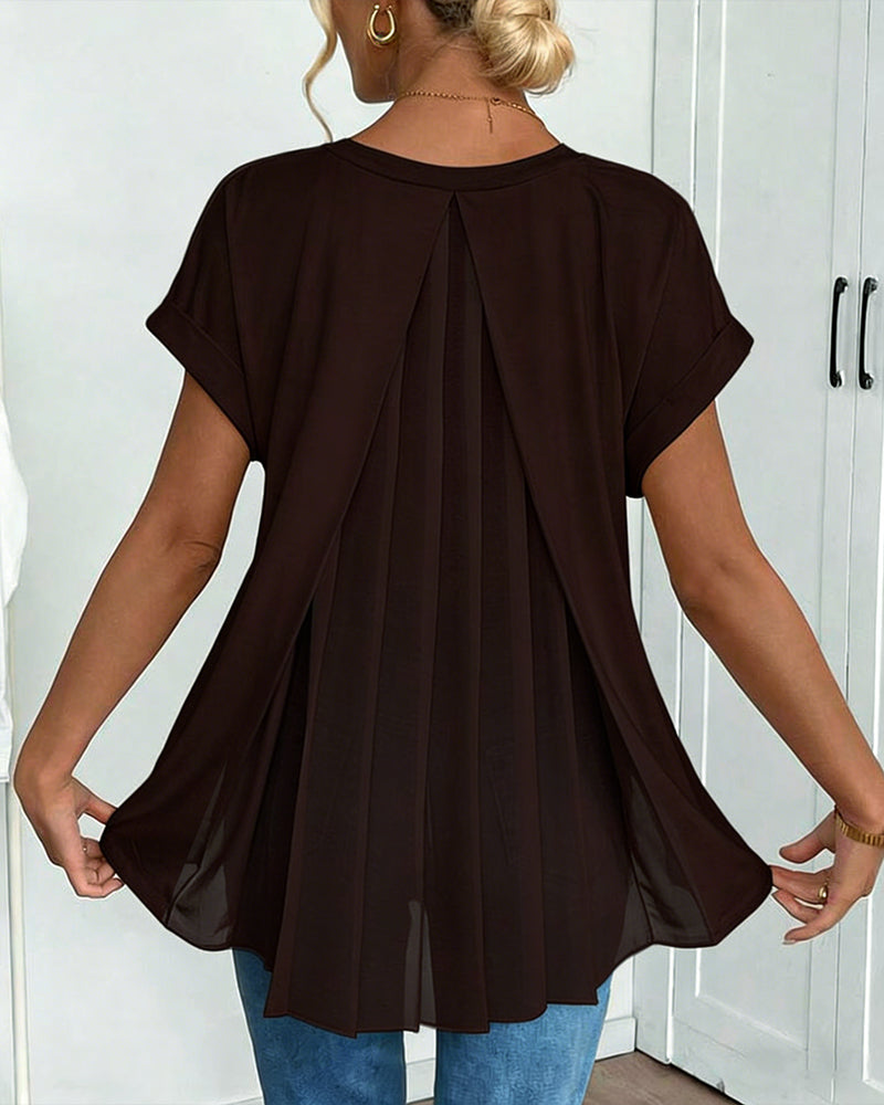 T-shirt coupe décontractée à col en V pour femme