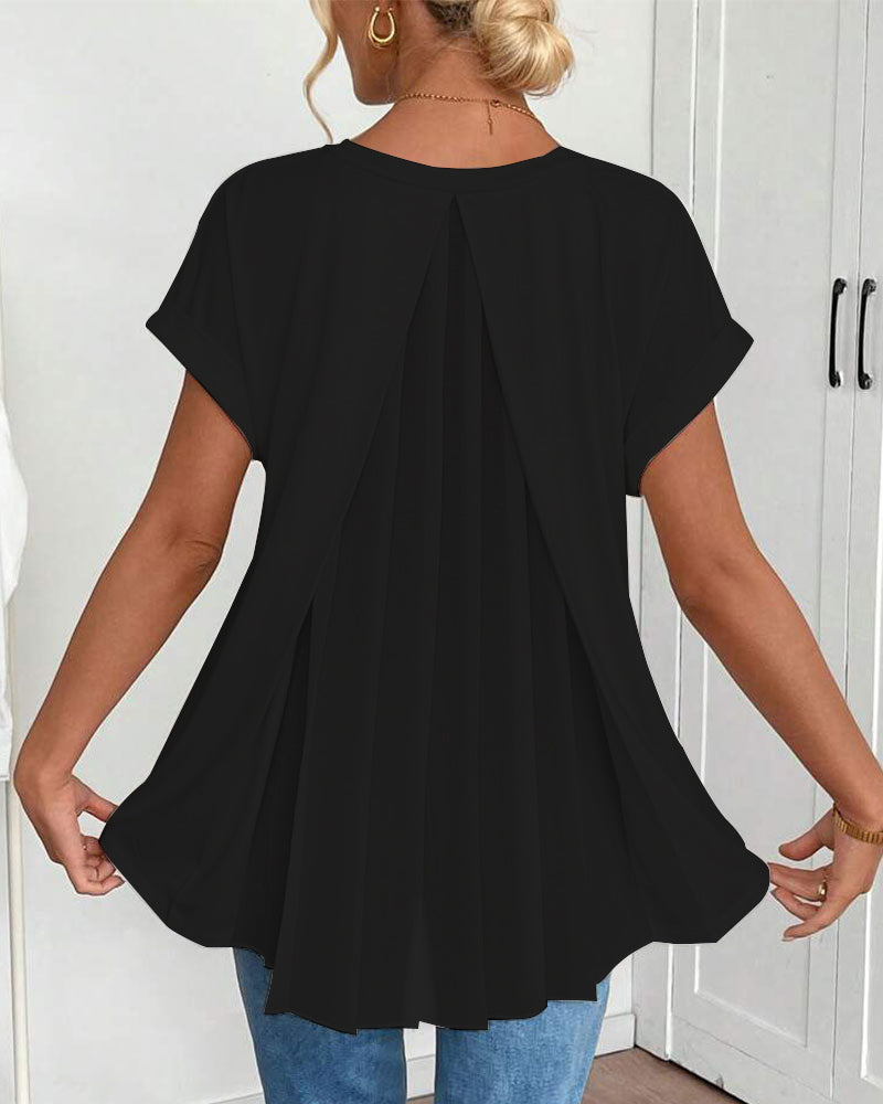 T-shirt coupe décontractée à col en V pour femme