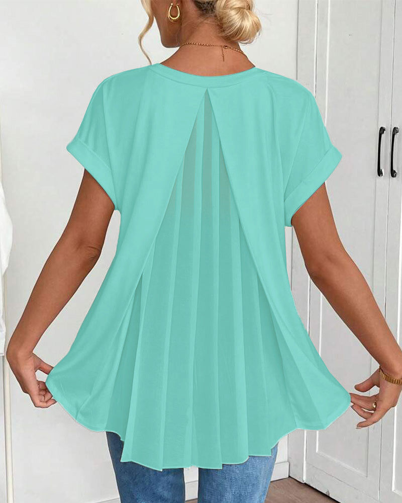 T-shirt coupe décontractée à col en V pour femme