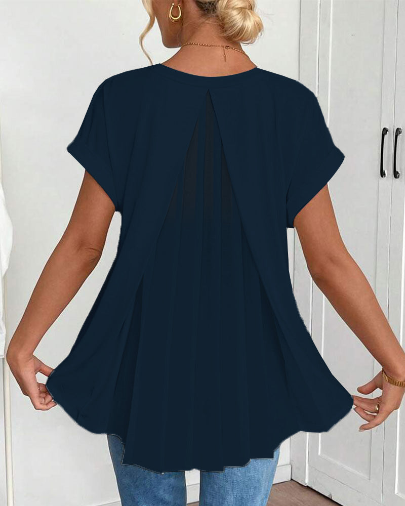 T-shirt coupe décontractée à col en V pour femme