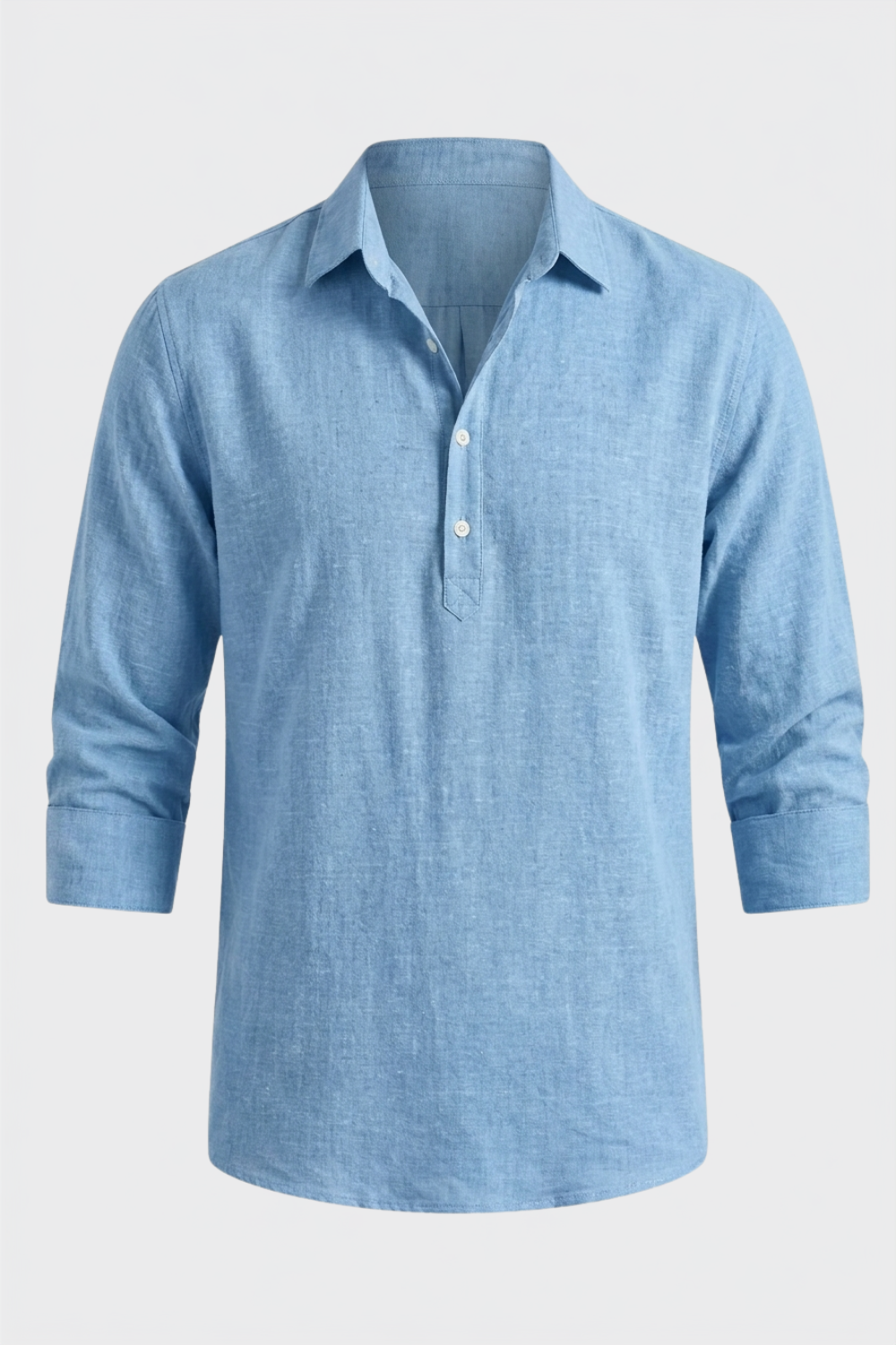 Men's Linen Blend Long Sleeve Henley Collar Shirt