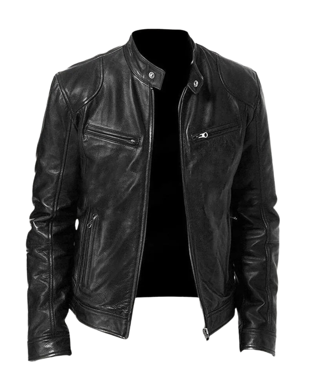 Men's Black Leather Jacket | Slim Fit Biker Style
