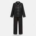 Ensemble de pyjama pour femme à manches longues, en satin rayé
