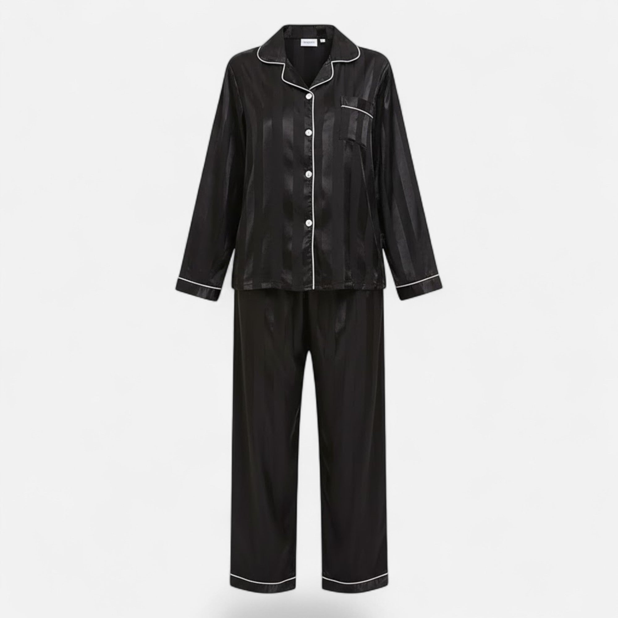 Ensemble de pyjama pour femme à manches longues, en satin rayé