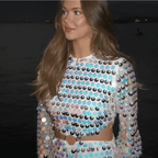 Women's Sequin Mini Dress | Cut-Out Waist Bell Sleeve