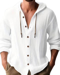 Chemise décontractée à capuche et boutonnage pour homme