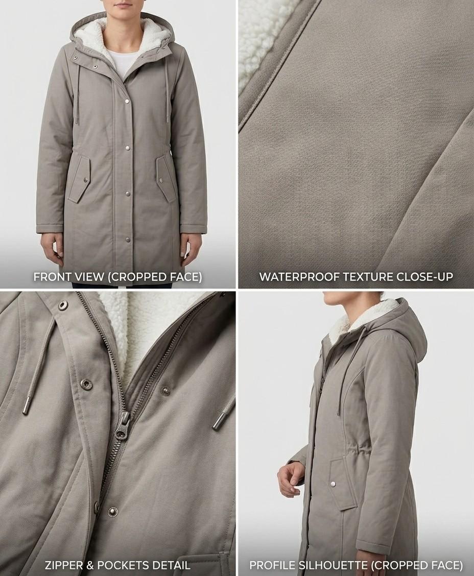 Damska parka zimowa z podszewką polarową