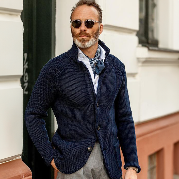 Men's Knitted Button-Up Cardigan Jacket