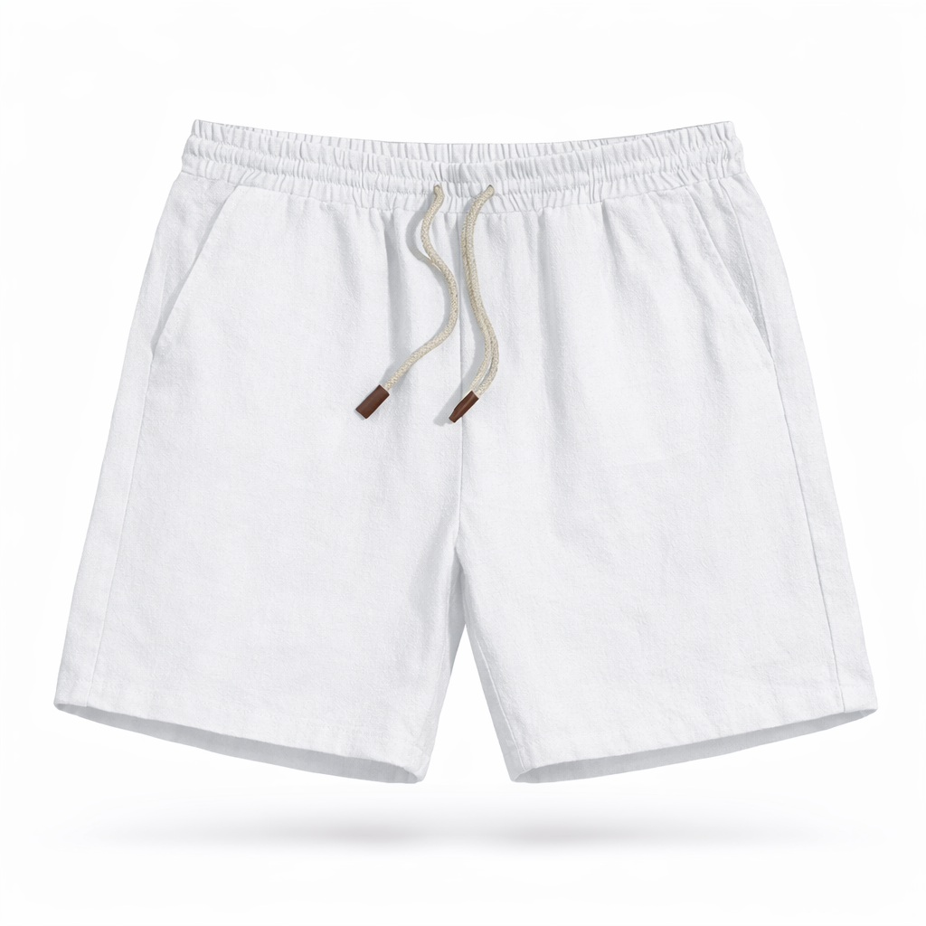 Men's Cotton Linen Drawstring Shorts for Summer Casual Wear