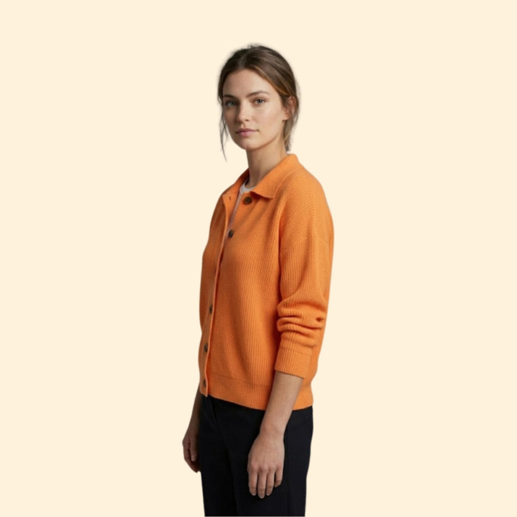 Women's Collared Button-Up Knit Cardigan