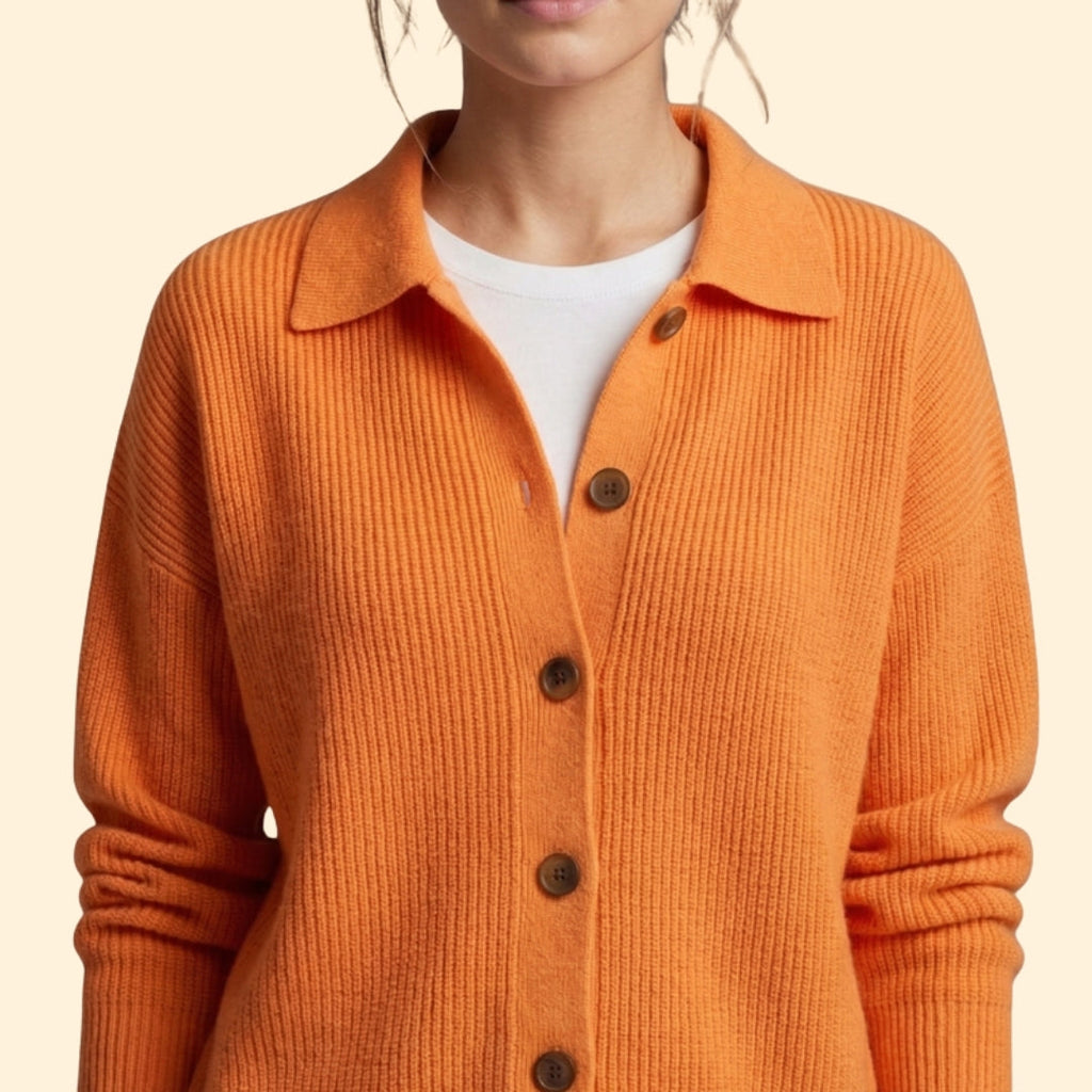 Women's Collared Button-Up Knit Cardigan