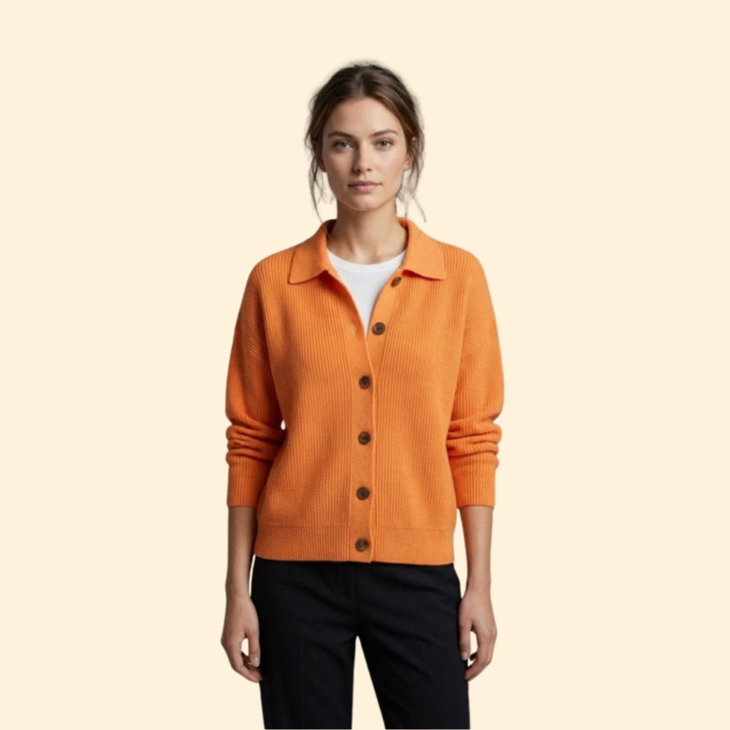 Women's Collared Button-Up Knit Cardigan