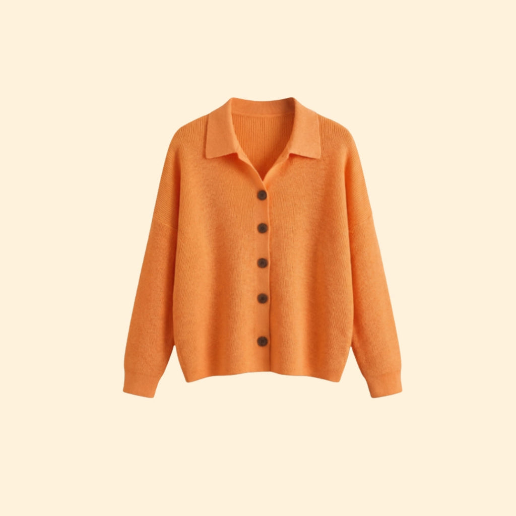 Women's Collared Button-Up Knit Cardigan