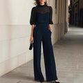 Women's Sheer Sleeve Wide Leg Jumpsuit