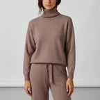 Women's Roll Neck Knitted Jumper and Trousers Lounge Set