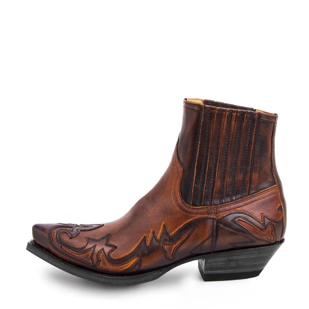 Women's Leather Western Ankle Boots for Autumn