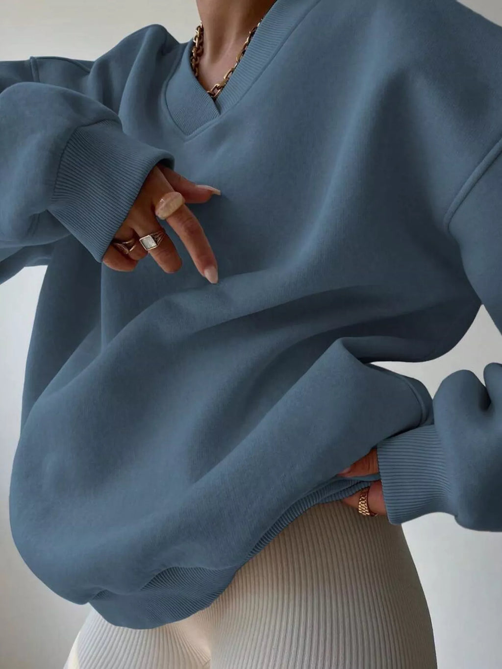 Women's Oversized V-Neck Jumper
