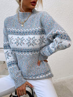 Pull de Noël oversize pour femme | Col montant en maille Fair Isle
