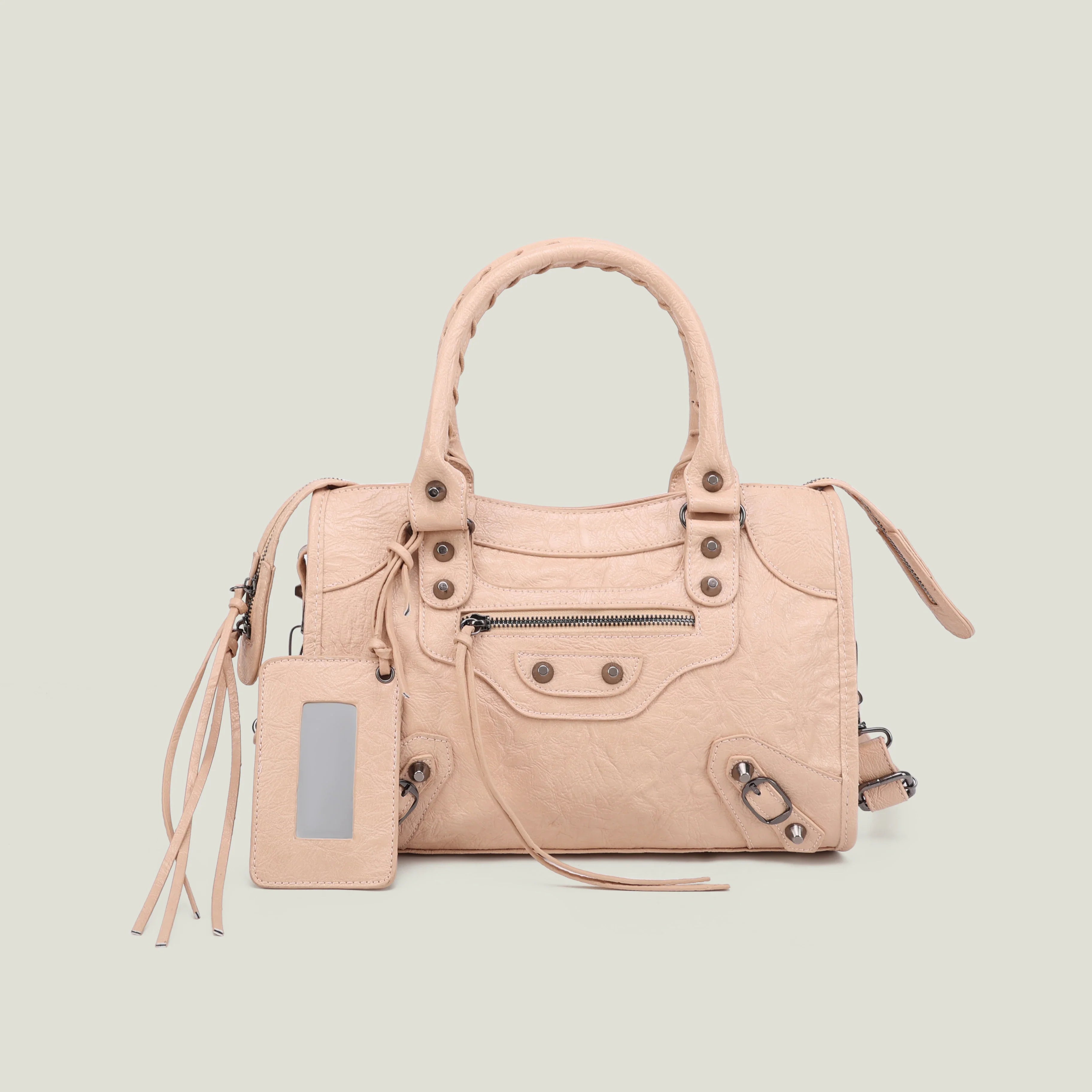 Women's PU Leather Duffel Bag with Crossbody Strap