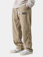 Corduroy Wide Leg Trousers with Drawstring Waist