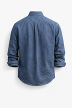 Cotton Linen Button-Down Shirt with Chest Pocket