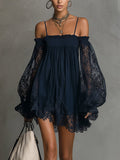 Women's Chiffon Mini Dress for Autumn Evening Wear