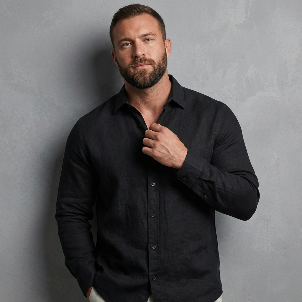 Men's Linen Long Sleeve Button-Up Shirt Casual Summer Shirt