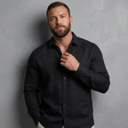 Linen Long Sleeve Shirt with Point Collar