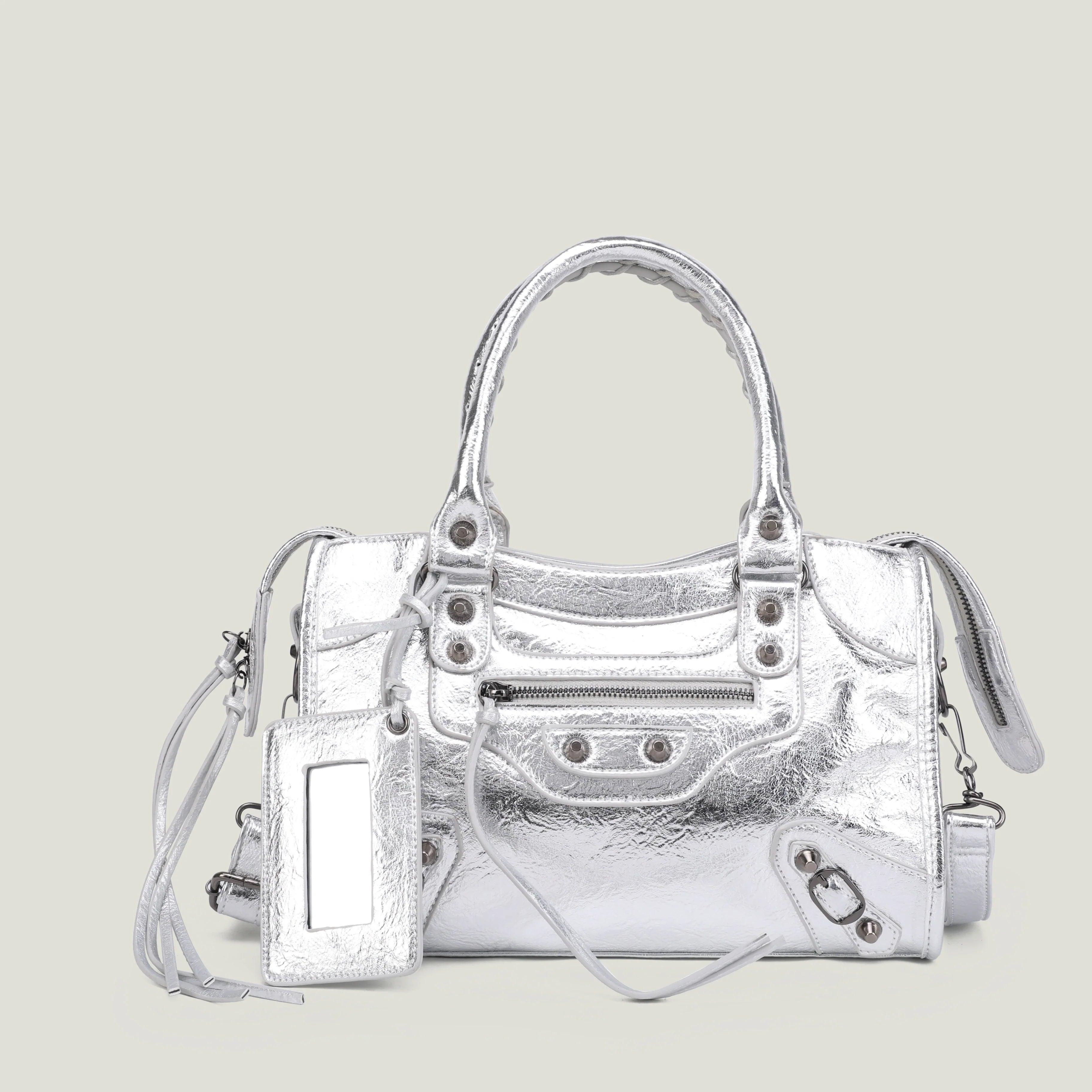 Women's PU Leather Duffel Bag with Crossbody Strap