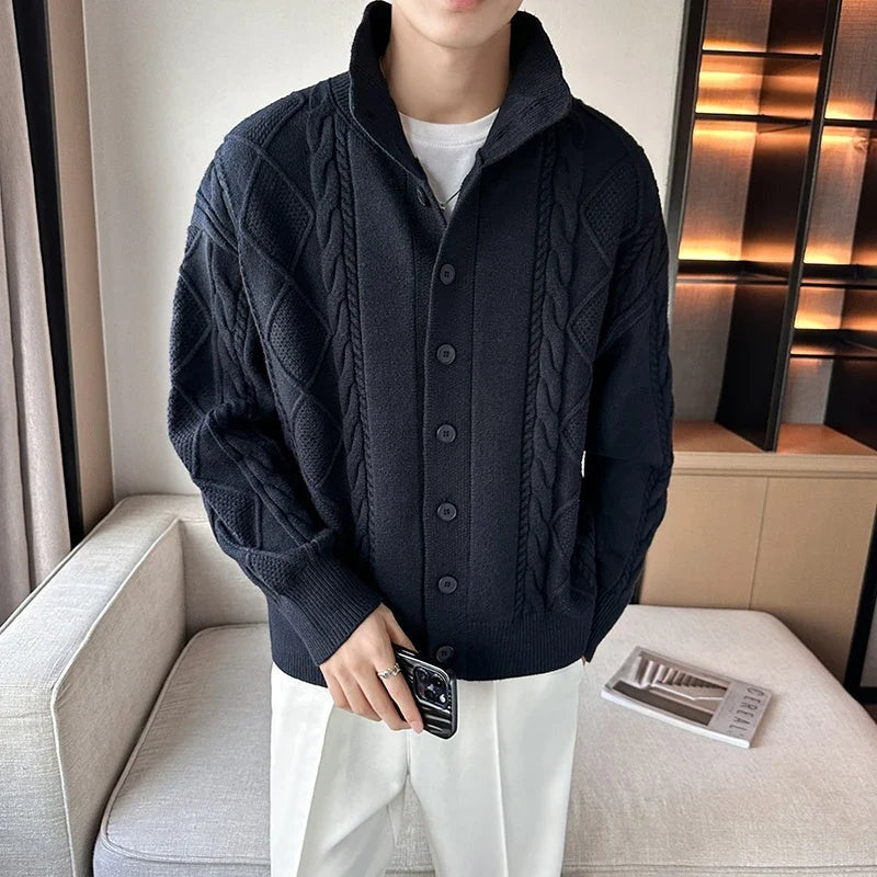 Men’s Cable Knit Button-Up Cardigan