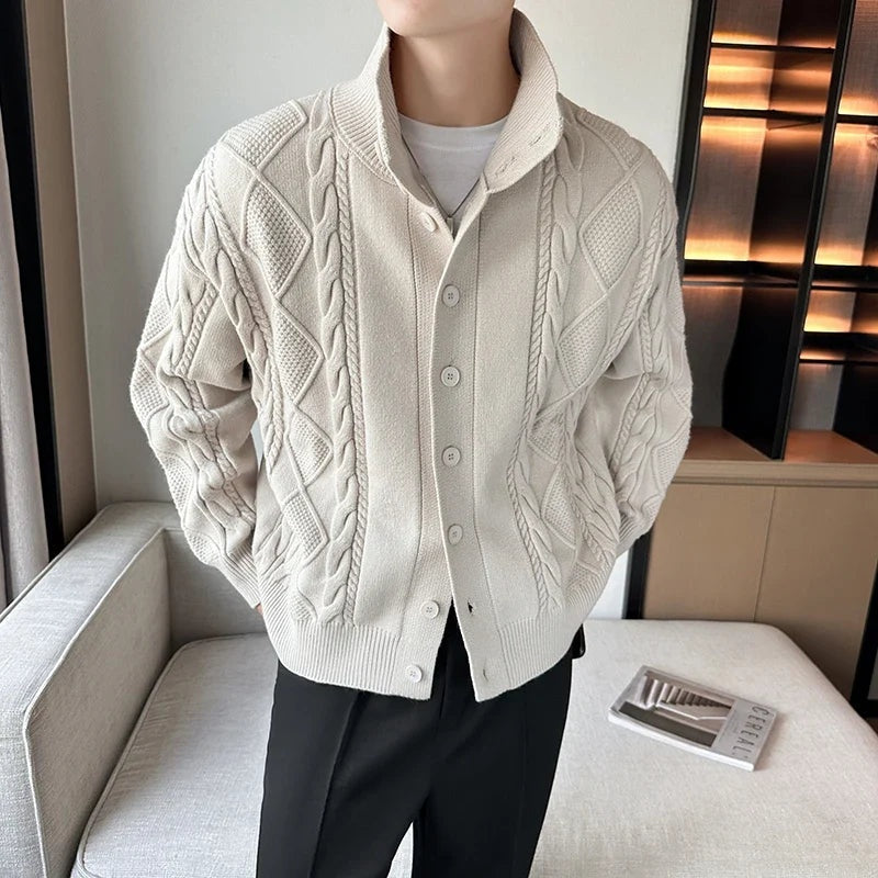 Men’s Cable Knit Button-Up Cardigan