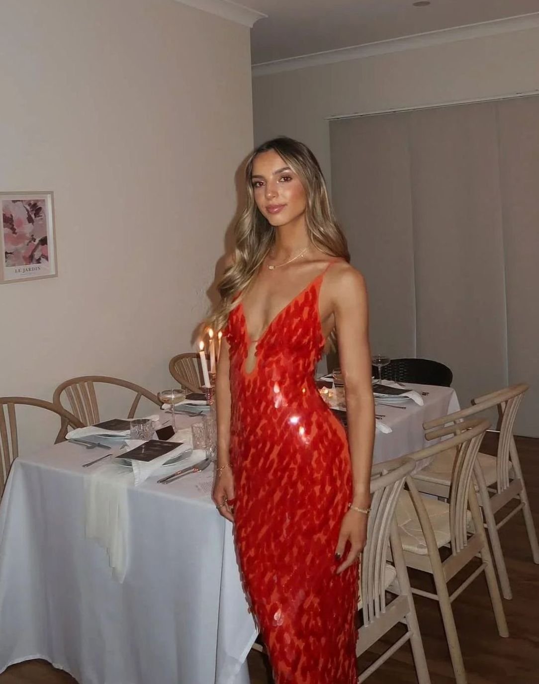 Women's Sequin Maxi Dress | Deep V-Neck Evening Gown