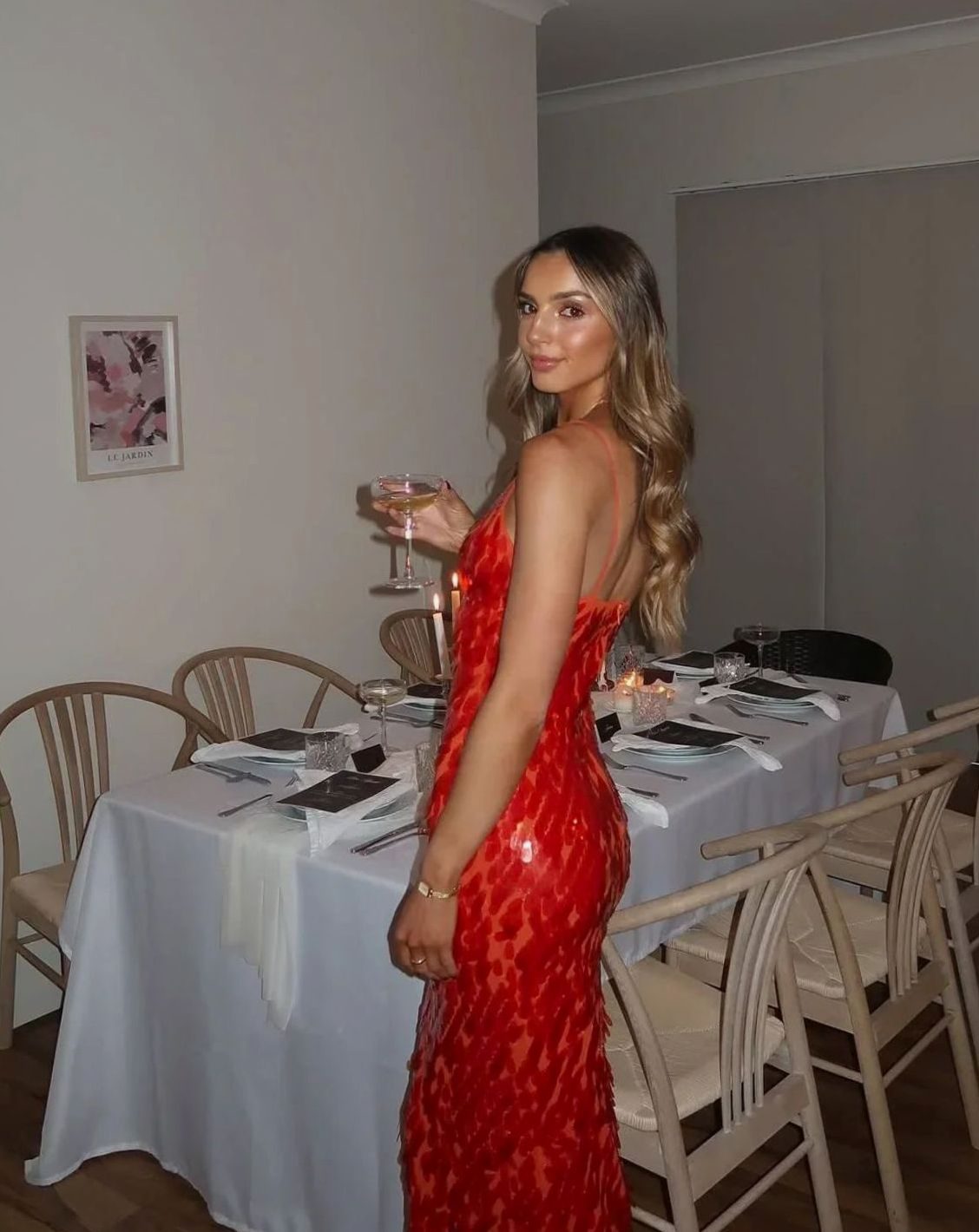 Women's Sequin Maxi Dress | Deep V-Neck Evening Gown