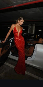 Women's Sequin Maxi Dress | Deep V-Neck Evening Gown