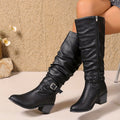 Women’s Knee-High Slouch Boots with Buckle Detail
