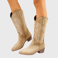 Women’s Wide-Fit Western Cowboy Boots with Embroidery