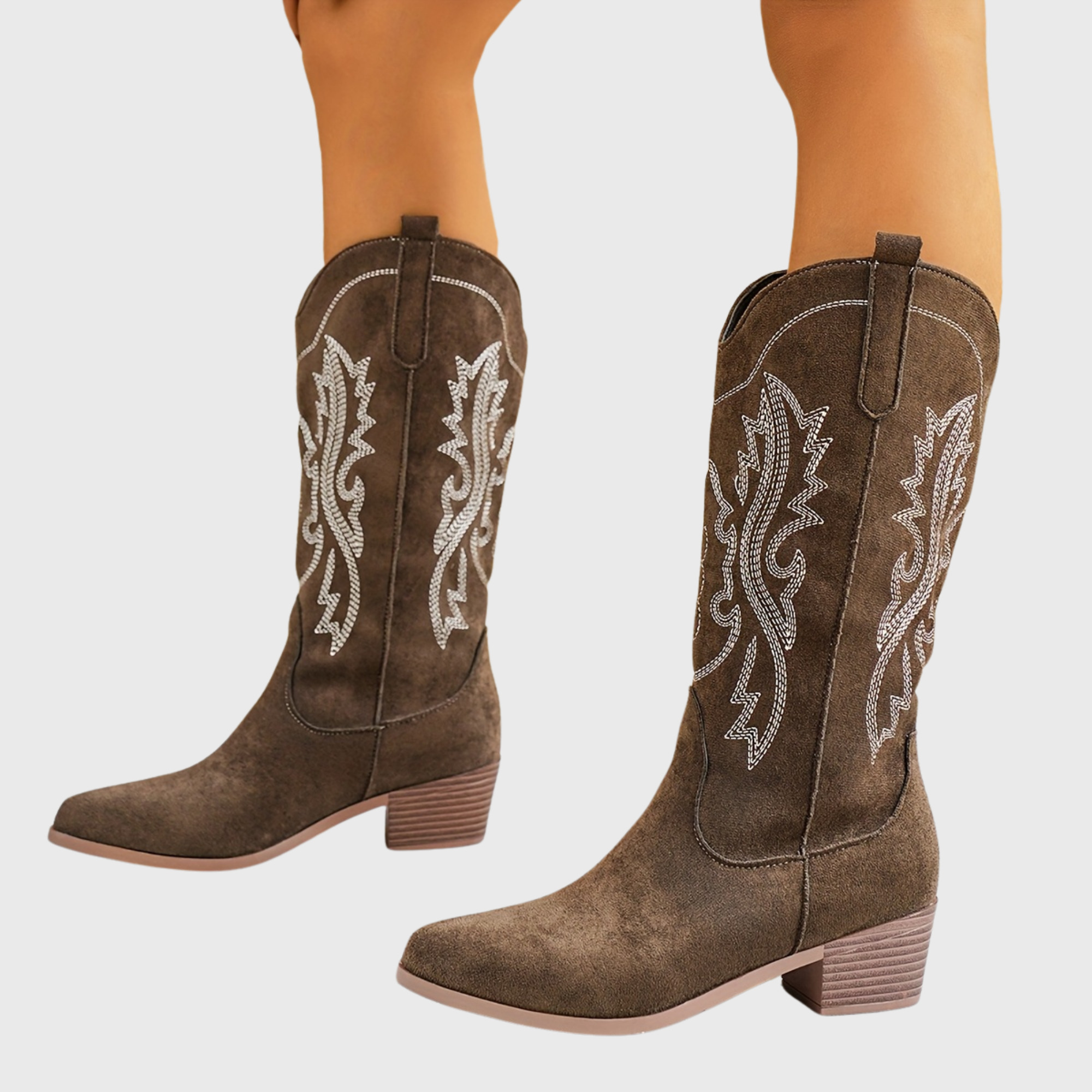 Women’s Wide-Fit Western Cowboy Boots with Embroidery