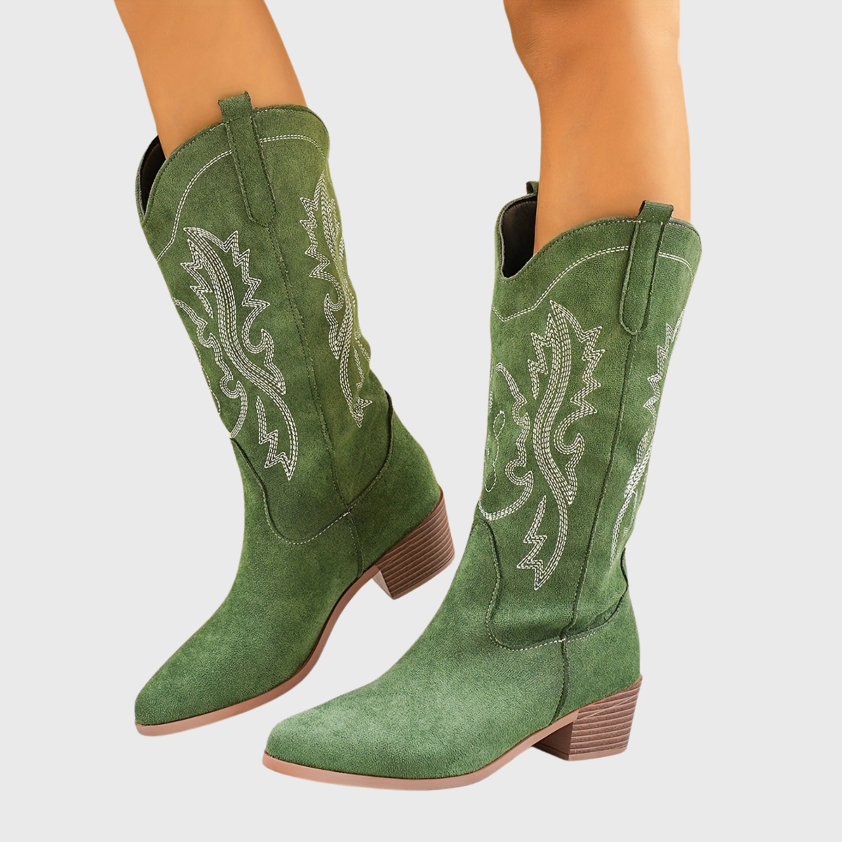 Women’s Wide-Fit Western Cowboy Boots with Embroidery