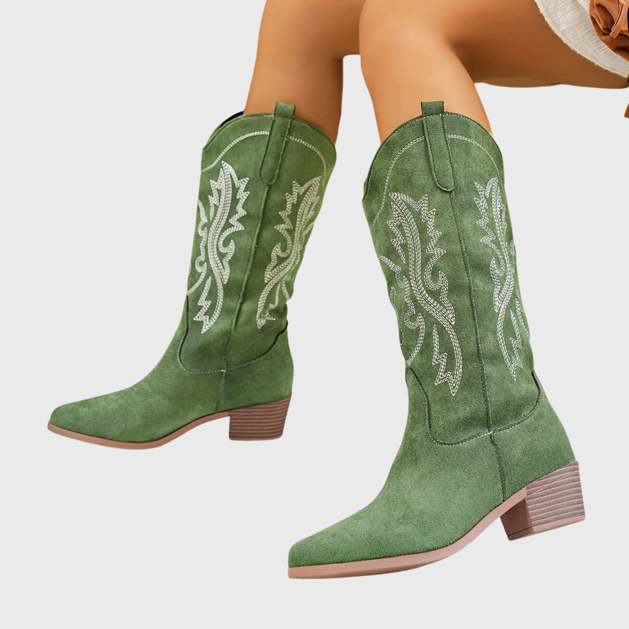 Women’s Wide-Fit Western Cowboy Boots with Embroidery