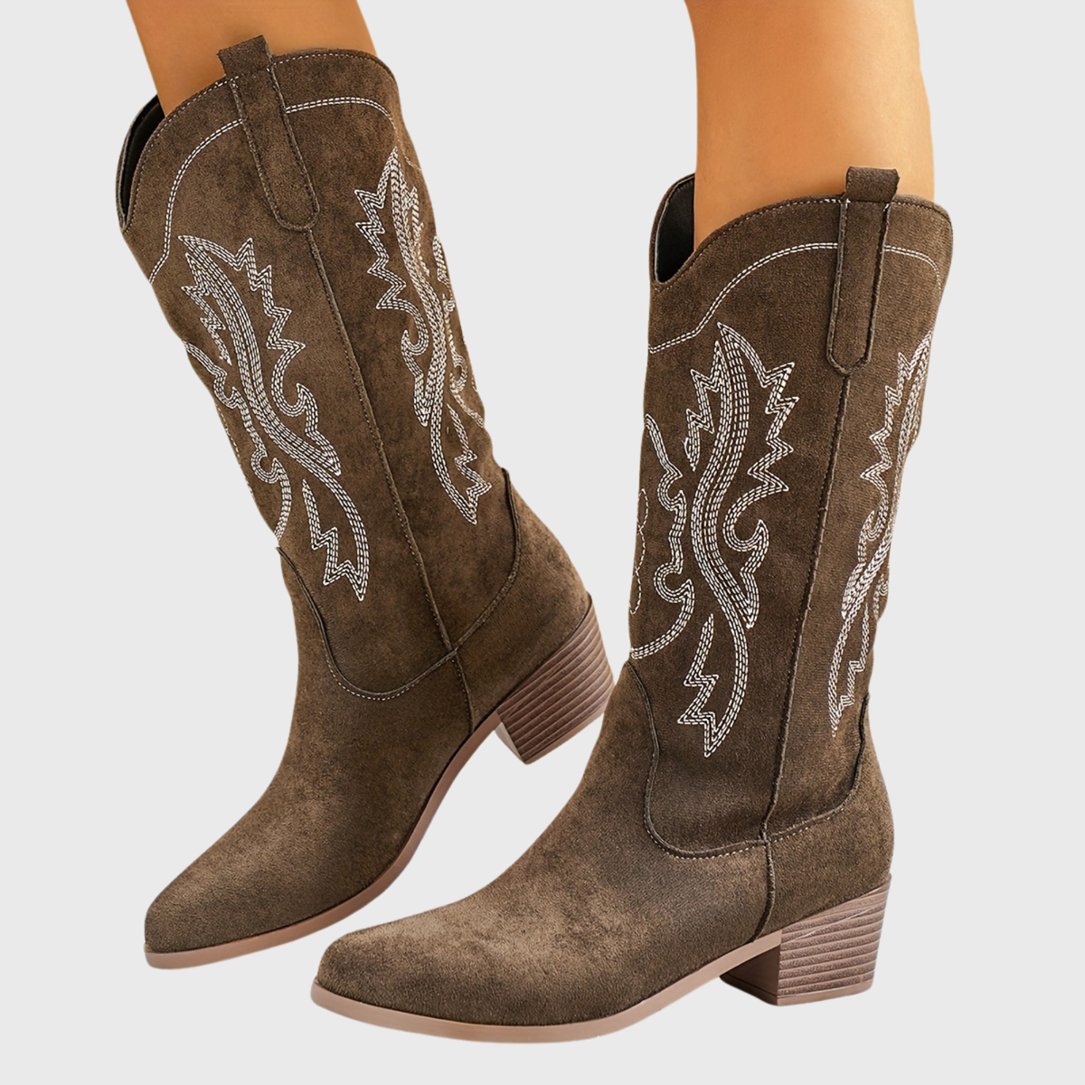 Women’s Wide-Fit Western Cowboy Boots with Embroidery