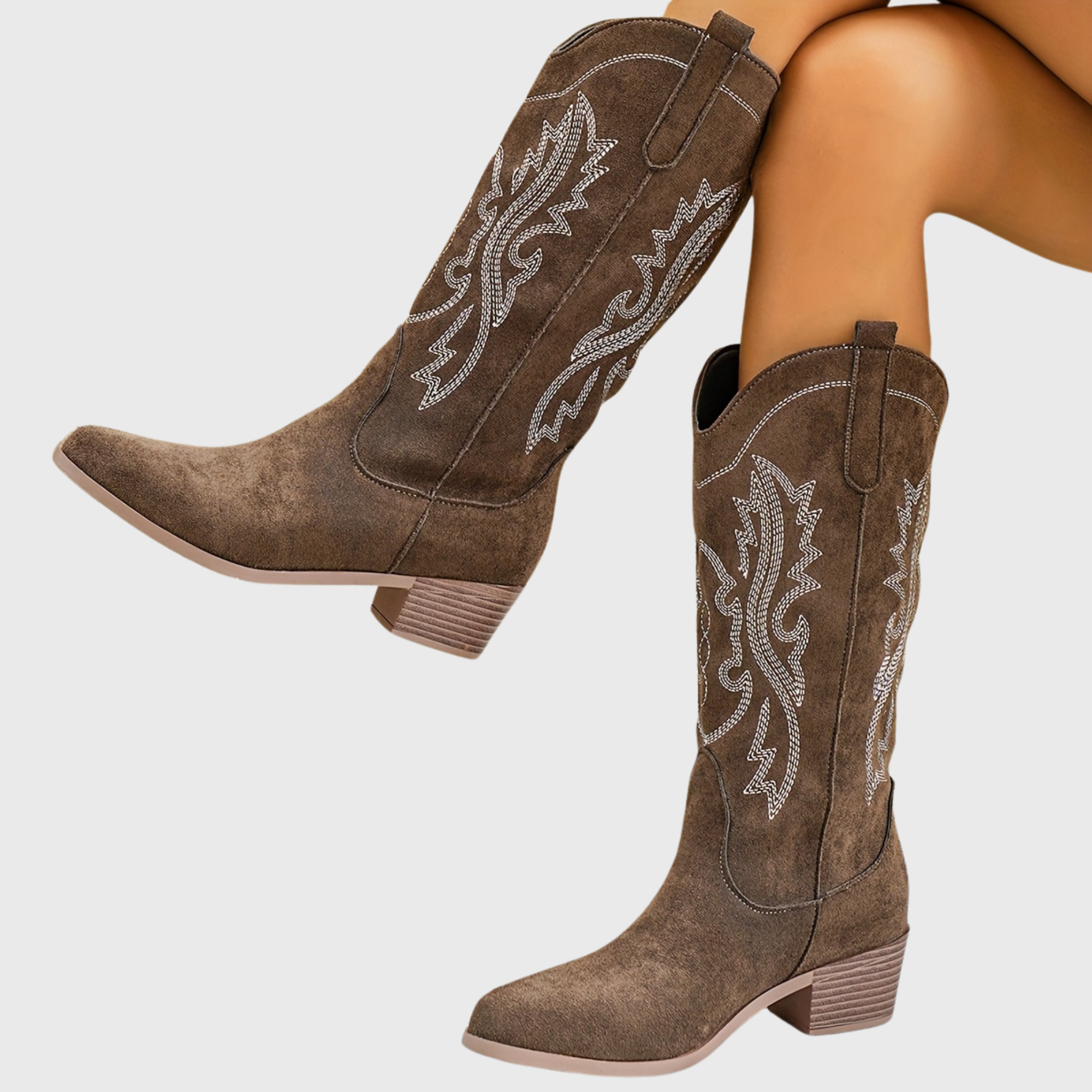Women’s Wide-Fit Western Cowboy Boots with Embroidery