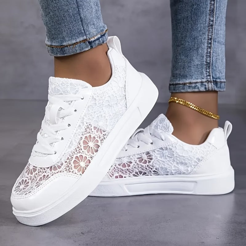 Women's Lace-Up Floral Mesh Trainers
